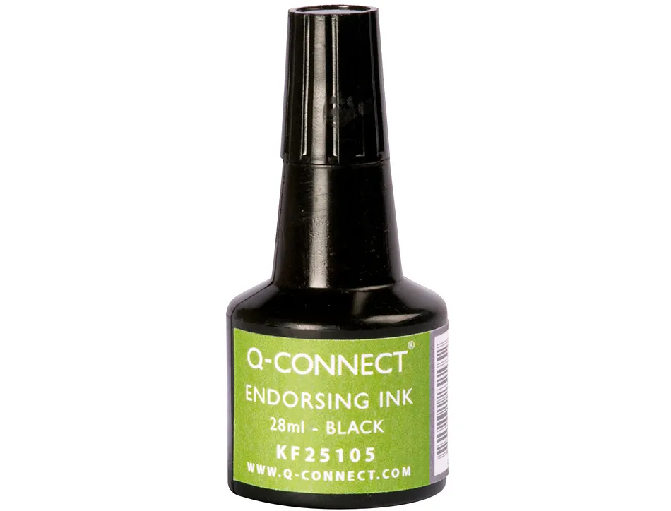 Encre à tampons q-connect pour feutre ou mousse coloris noir flacon 28ml