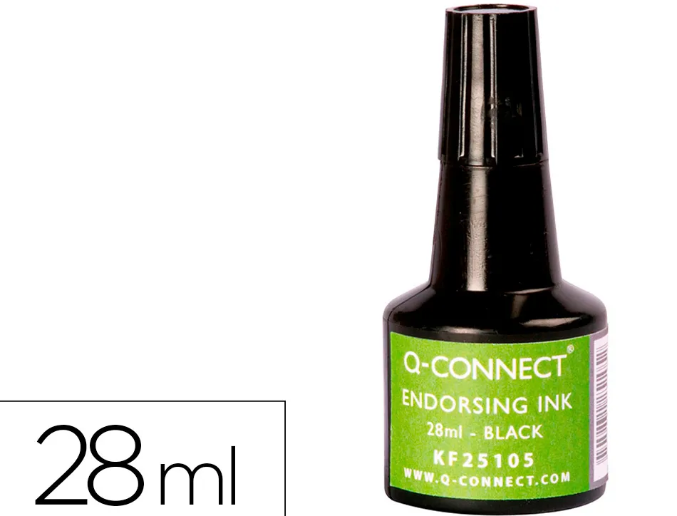Encre à tampons q-connect pour feutre ou mousse coloris noir flacon 28ml