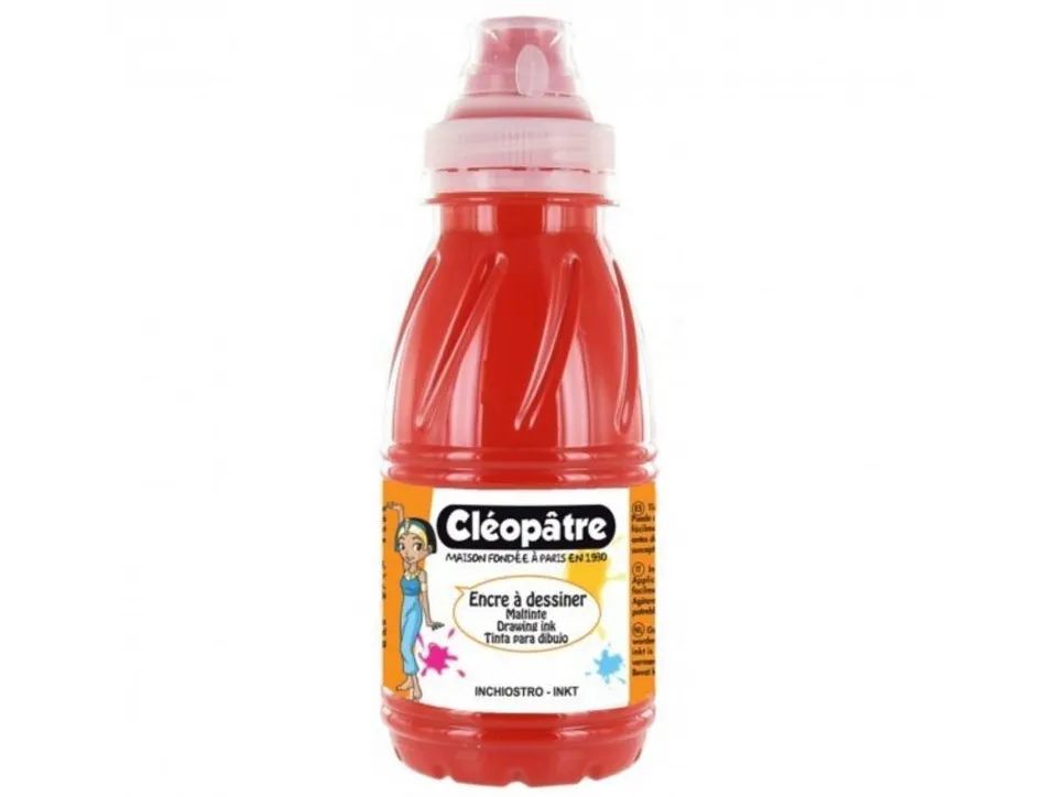 Encre a dessiner cleopatre multisupports diluable a l eau flacon de 500 ml coloris orange