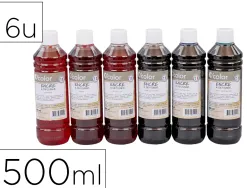 Encre a dessiner o'color 500ml couleurs complementaires assorties coffret 6 unites