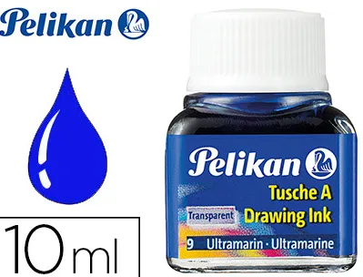 Encre de chine pelikan tire-lignes plumes dessinateur pinceaux couleur bleu outremer flacon 10ml
