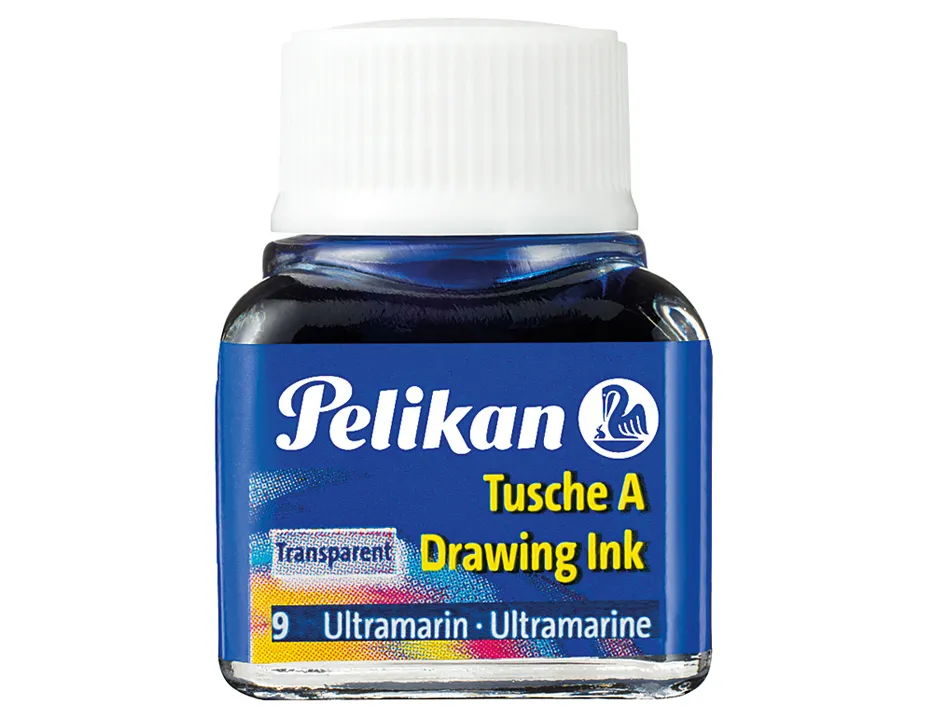 Encre de chine pelikan tire-lignes plumes dessinateur pinceaux couleur bleu outremer flacon 10ml