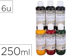 Encre o'color gel 250ml coloris miscible assortis coffret polypro 6 unites