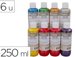 Encre o'color metallisee 250ml coloris assortis coffret 8 unites + 6 tampons