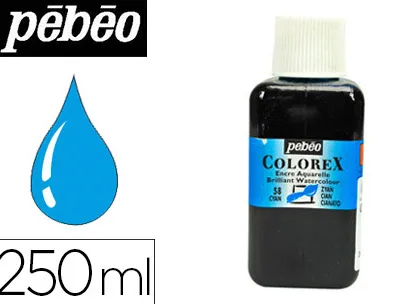 Encre pébéo colorex forte concentration vivacité couleur cyan flacon 250ml