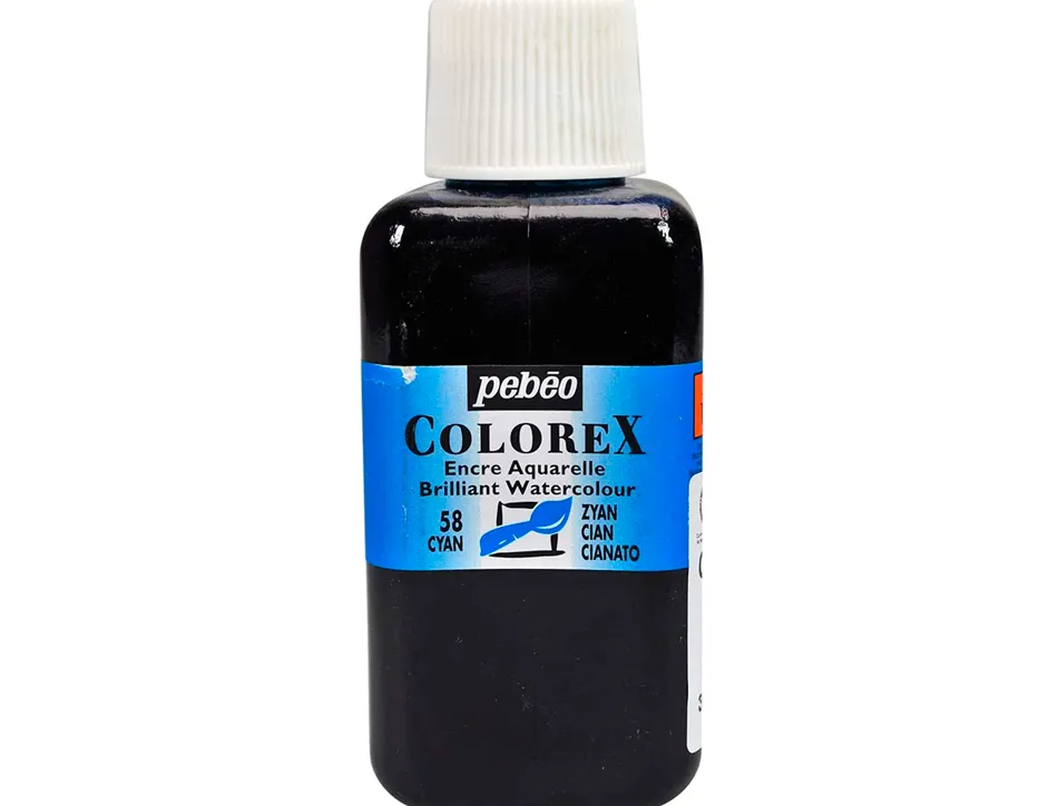 Encre pébéo colorex forte concentration vivacité couleur cyan flacon 250ml