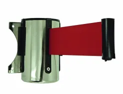 Enrouleur mural economique viso polypropylene inox recepteur mural et fixation inclus longueur 2m sangle rouge