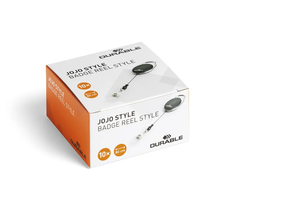 Enrouleur style durable avec laniere bouton-pression lacet 80m coloris noir bte 10
