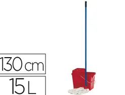 Ensemble balai espagnol complet seau 15l polypropylène essoreuse frange manche métallique