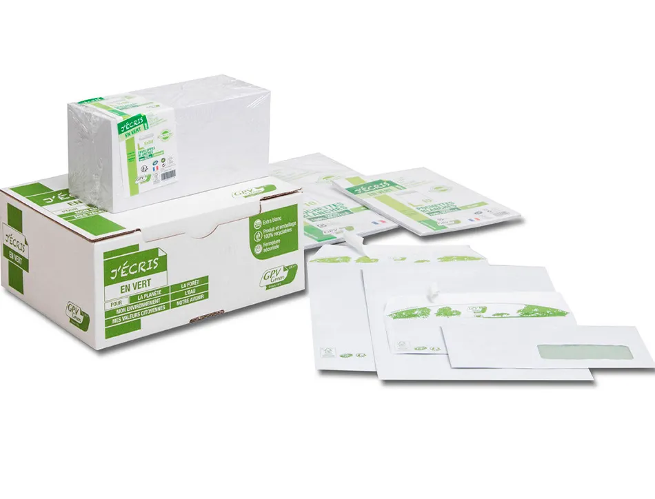 Enveloppe gpv c5 bande de protection 80g recycles 162x229 blanche boite de 200