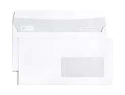 Enveloppe clairefontaine auto-adhesive 110x220mm 80g fenetre 45x100mm coloris blanc paquet 50