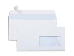 Enveloppe économique dl 110x220mm 80g adhésive fenêtre 45x100mm coloris blanc boîte 500 unités