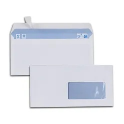 Enveloppe économique dl 110x220mm 80g adhésive fenêtre 45x100mm coloris blanc boîte 500 unités
