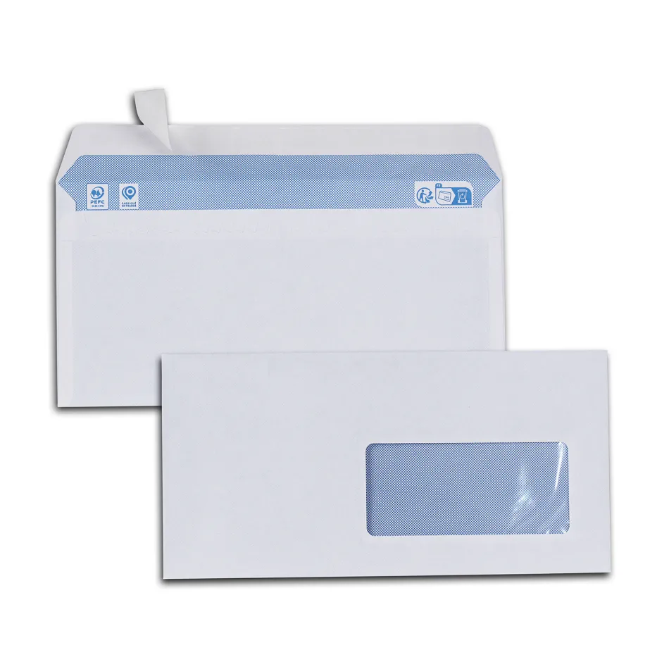 Enveloppe économique dl 110x220mm 80g adhésive fenêtre 45x100mm coloris blanc boîte 500 unités