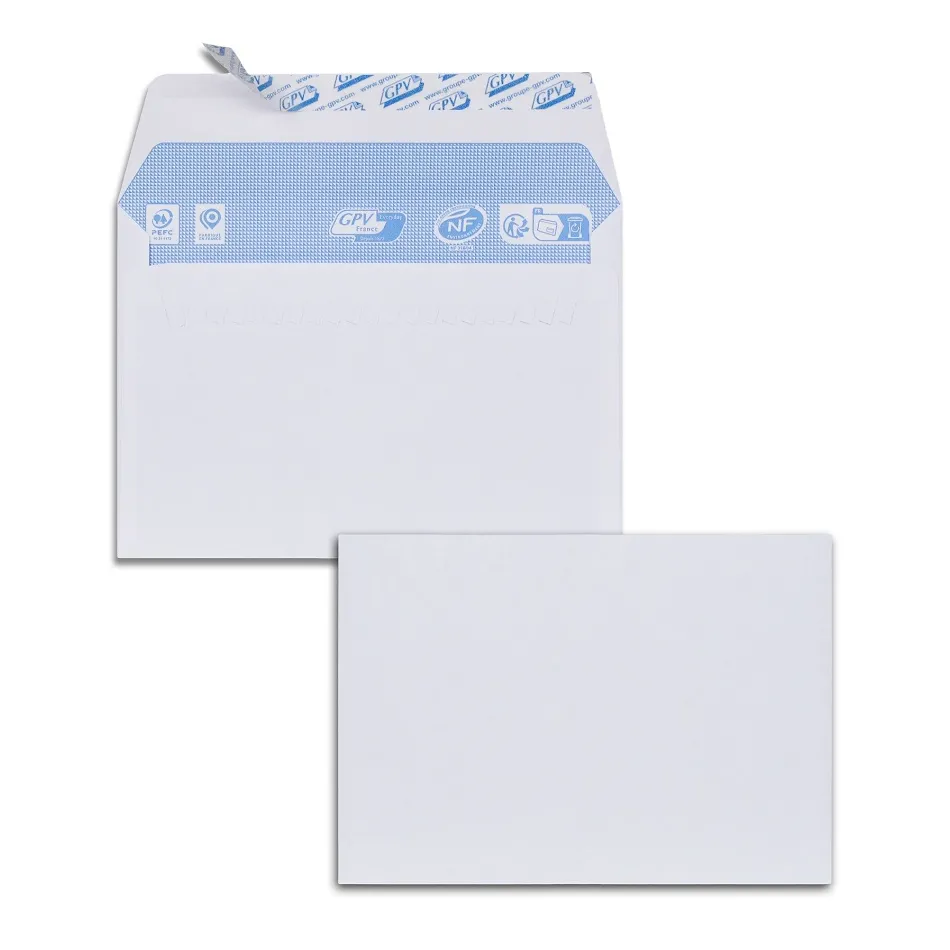 Enveloppe gpv économique vélin blanc 75g c6 114x162mm adhésive paquet 50 unités