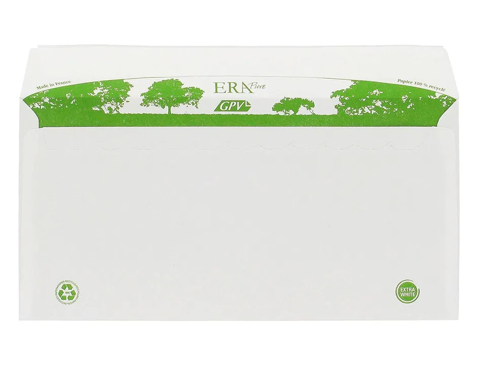Enveloppe gpv dl bande de protection 80g recycles 110x220 blanche boite de 200