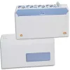 Enveloppe gpv dl 110x220mm 90g adhésive fermeture rapide sécurisée définitive fenêtre 45x100mm blanche boîte 500 unités