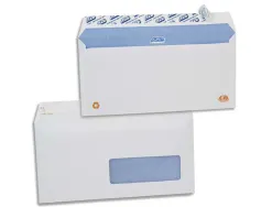 Enveloppe gpv dl 110x220mm 90g adhésive fermeture rapide sécurisée définitive fenêtre 35x100mm blanche boîte 500 unités