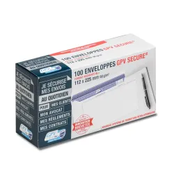 Enveloppe gpv dl+ 112x225mm 90g adhésive fermeture rapide sécurisée définitive blanche boîte 100 unités