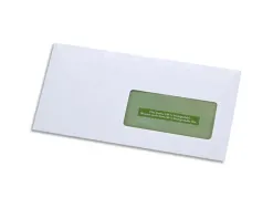 Enveloppe gpv dl 110x220mm 80g auto-adhésive green fenêtre 45x100mm blanche boîte 500 unités