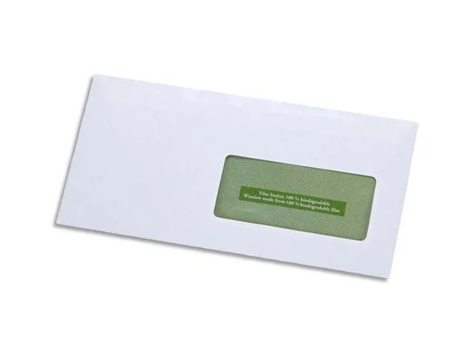 Enveloppe gpv dl 110x220mm 80g auto-adhésive green fenêtre 45x100mm blanche boîte 500 unités