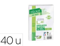Enveloppe gpv erapure c6 114x162mm 80gr patte auto-adhesive 100% recyclee sans fenetre blanc paquet 40 unites