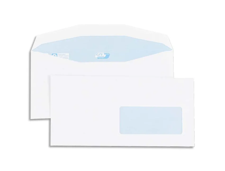 Enveloppe gpv multimachine 114x229mm 80g gommée fenêtre 45x100mm position fenêtre 20/20 boîte 1000 unités