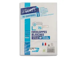 Enveloppe gpv précasée vélin blanc 90g c6 114x162mm adhésive fond gris paquet 25 unités