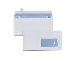 Enveloppes blanches dl 80g f45adhesives pefc eco 110x220mm boite de 500 unites