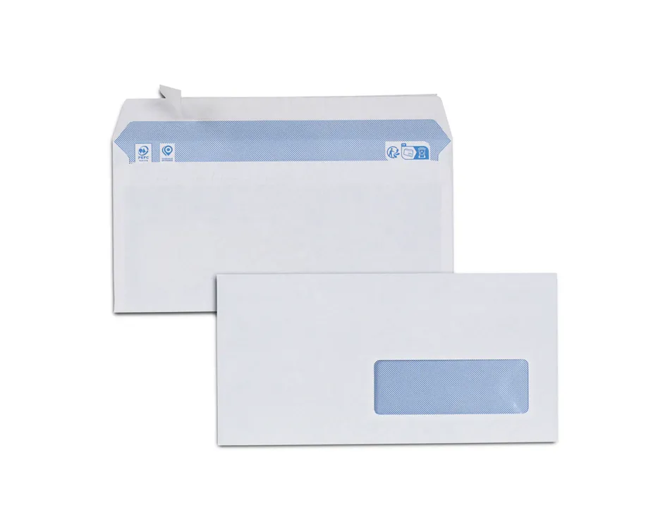 Enveloppes blanches dl 80g f35adhesives pefc eco 110x220mm boite de 500 unites