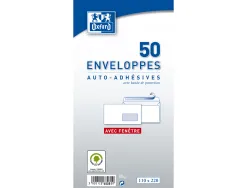 Enveloppes oxford recycle a fenetre auto adhesives avec bande de protection 110x220mm 50 unites