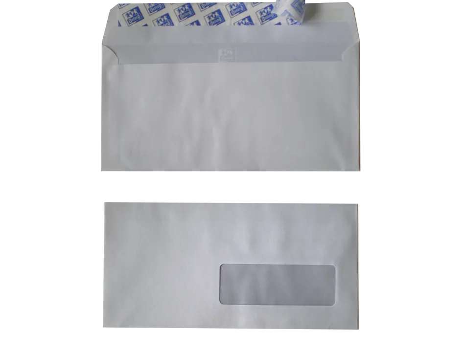 Enveloppes oxford recycle a fenetre auto adhesives avec bande de protection 110x220mm 500 unites