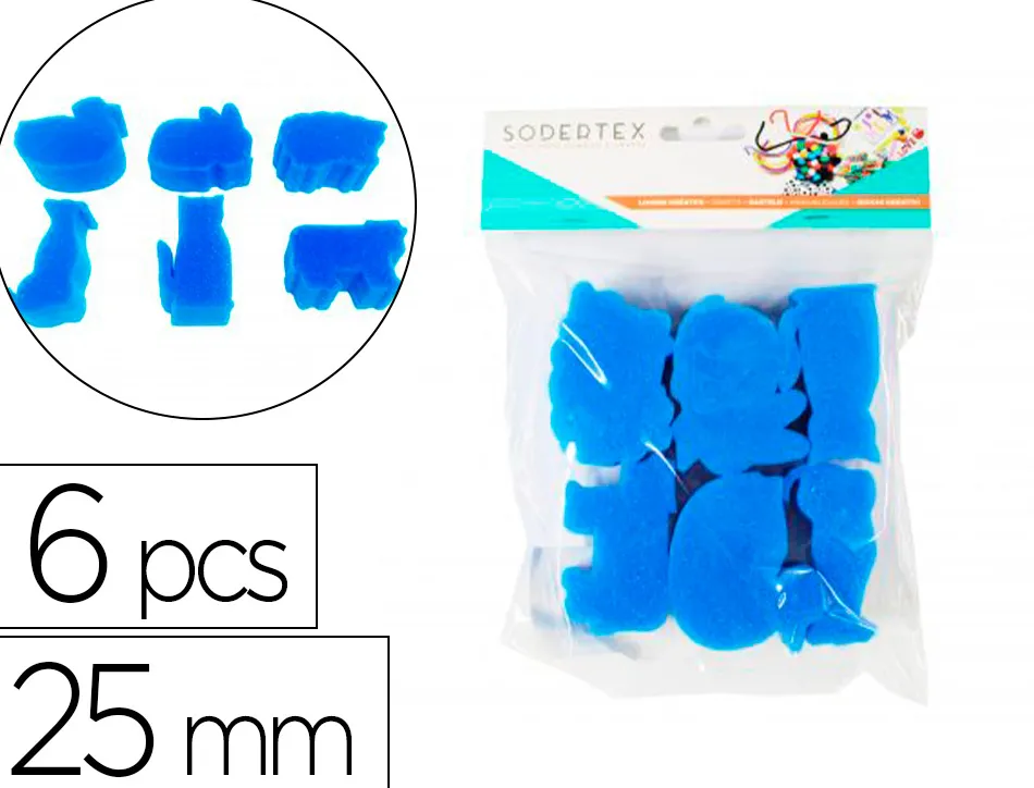 Eponges tampons sodertex animaux de la ferme a peindre 25mm 6 pcs coloris assortis