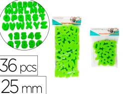 Eponges tampons sodertex chiffres et lettres a peindre 25mm 36 pcs coloris assortis
