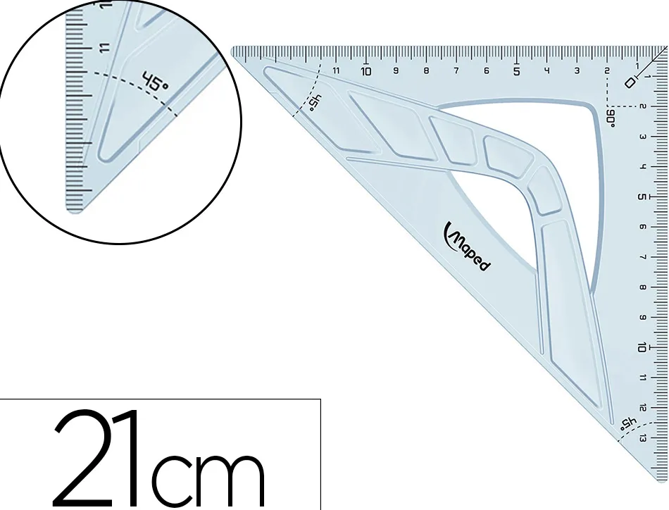 Equerre maped geometrique en plastique recicle 45 hypotenuse 21cm