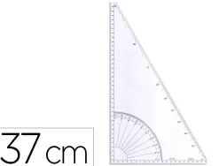 Equerre minerva regle 37cm equerre 60º rapporteur quart cercle 90º coloris transparent