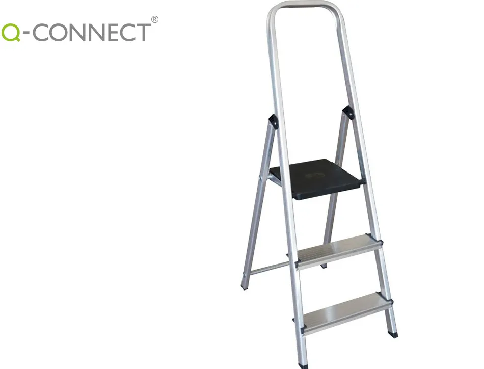 Escabeau q-connect aluminium 3 590x400x1260mm 3 marches 2.80kg poids maximum supporté 150kg