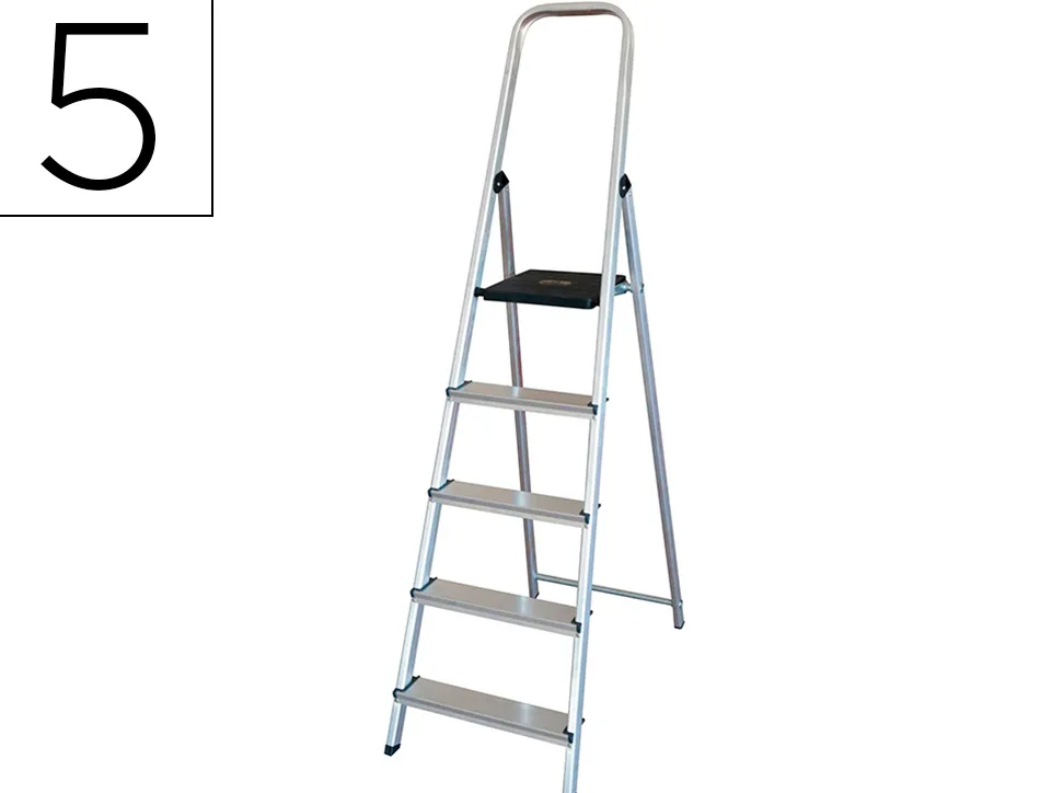 Escabeau q-connect aluminium 450x850x1720mm 5 marches 4.75k g poids maximum supporté 150kg