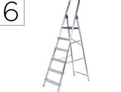 Escabeau q-connect aluminium 480x990x1930mm 6 marches 4,2kg poids maximum supporté 150kg