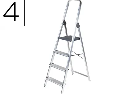 Escabeau q-connect aluminium 430x720x1490mm 4 marches 3.2kg poids maximum supporté 150kg