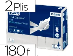 Essui mains tork plies z blanc 21.3x24cm 2 plies de 180 f paquet de 21 130289