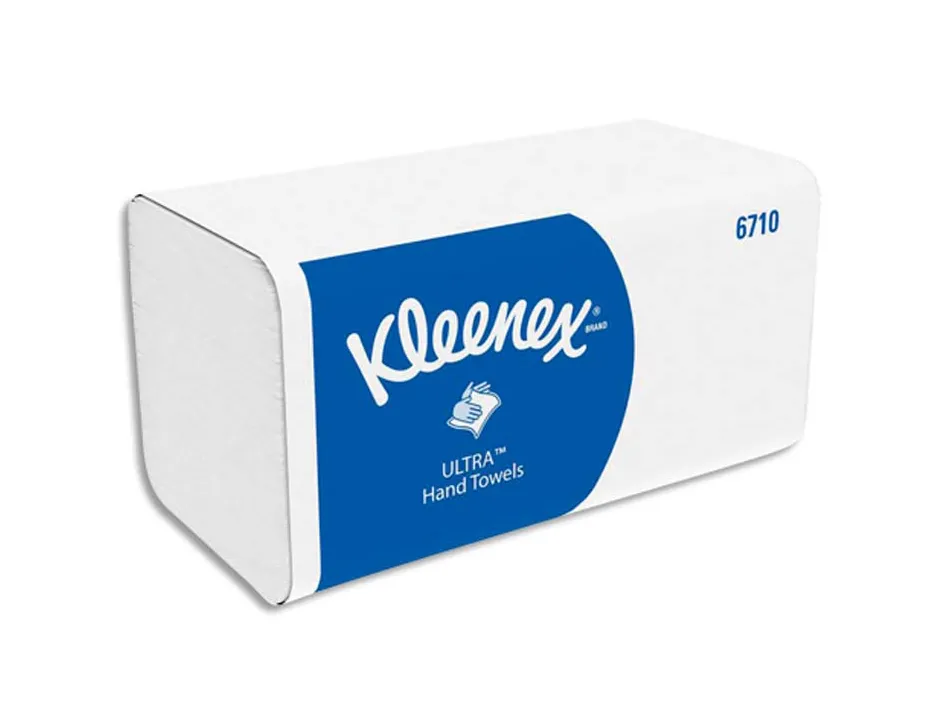 Essuie mains kleenex ultra doux 3 plis pliage en z format 21,5 x 31,5 cm coloris blanc colis 15 paquets de 96