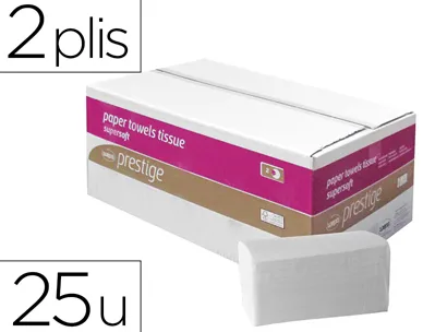Essuie-mains cellulose haut de gamme 150 feuilles 2 plis 23x24cm paquet 25 unités