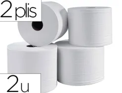 Essuie-mains coldis 2 plis 24x21cm ouate blanche écolabel contact alimentaire sans traitement chloré bobine lot de 2u