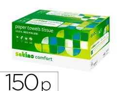Essuie-mains coldis ouate blanche ecolabel 2 plis 20,6x24cm 25 paquets de 150 feuilles