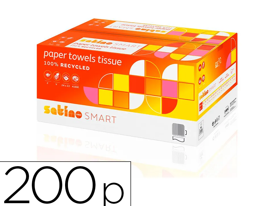 Essuie-mains coldis ouate blanche ecolabel 2 plis 24x23cm 20 paquets de 200 feuilles