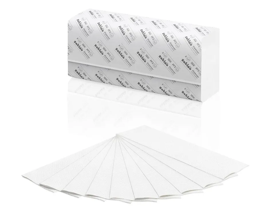 Essuie-mains coldis pure ouate blanche ecolabel 2plis 20,6x32cm 1 paquet de 120 feuilles
