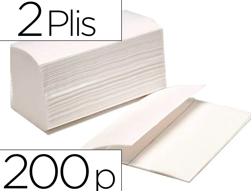 Essuie-mains plies v blanc techline 24x21cm 2plis lot de 20 packs de 200 feuilles