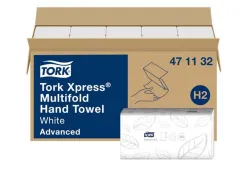 Essuie-mains tork h2 pliés en z motif torsade écolabel coloris blanc paquet 190 unités