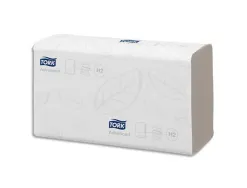 Essuie-mains tork h2 pliés en z motif torsade écolabel coloris blanc paquet 190 unités